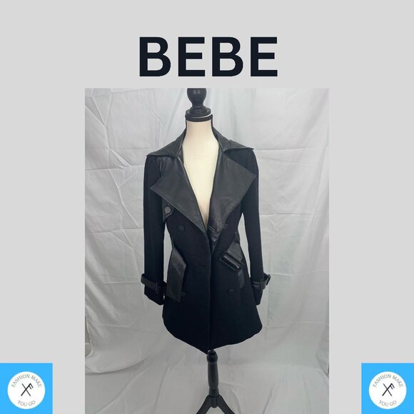 Bebe black jacket for women stylish luxuries jacket with leather blend - Picture 1 of 10